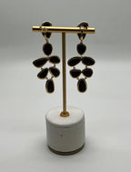 Multi Fancy Shape White Blue Boulder Opals Diamond Halo 18K Gold Drop Earrings