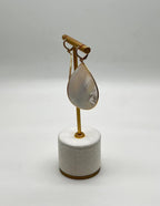 White Mother of Pearl White Diamonds Halo 14K Yellow Gold Statement Earrings