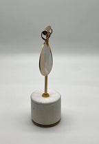 White Mother of Pearl White Diamonds Halo 14K Yellow Gold Statement Earrings