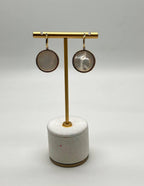 Round Shape Faceted White Mother of Pearl 14K Yellow Gold Diamond Halo Ring