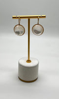 Round Shape Faceted White Mother of Pearl 14K Yellow Gold Diamond Halo Ring