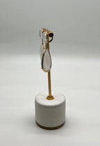 White Mother of Pearl White Diamonds Halo 14K Yellow Gold Statement Earrings
