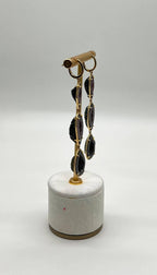 Free Shape Brown Black Druzy Quartz Crystal Diamonds 18K Yellow Gold Earrings
