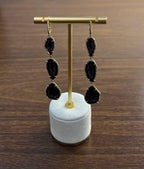 Free Shape Brown Black Druzy Quartz Crystal Diamonds 18K Yellow Gold Earrings