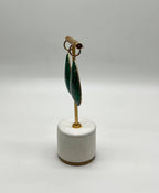 Pear Shape Green Aventurine Brown Diamond Halo 14K Yellow Gold Dangle Earrings