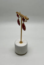 Faceted Cab Orange Red Carnelian Diamond Halo 14K Yellow Gold Statement Earrings