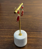 Faceted Cab Orange Red Carnelian Diamond Halo 14K Yellow Gold Statement Earrings