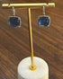 Cabochon Sugarloaf Blue Tourmaline Indicolite Diamond Halo White Gold Earrings