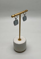 Cabochon Sugarloaf Blue Tourmaline Indicolite Diamond Halo White Gold Earrings