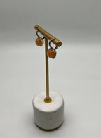 Peach Orange Moonstone Diamonds Halo 14K Yellow Gold Drop Earrings