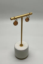 Peach Orange Moonstone Diamonds Halo 14K Yellow Gold Drop Earrings