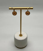 Peach Orange Moonstone Diamonds Halo 14K Yellow Gold Drop Earrings