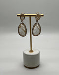 Free Shape Rutilated Rose Peach Quartz Diamond Halo 4K Gold Earrings