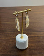 Pink Amethyst White Mother of Pearl White Diamonds Halo 14K Yellow Gold Earrings