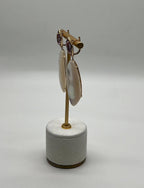 Pink Amethyst White Mother of Pearl White Diamonds Halo 14K Yellow Gold Earrings