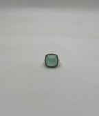 Light Green Cushion Shape Amazonite Diamond 14K Yellow Gold Cocktail Ring
