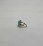 Light Green Cushion Shape Amazonite Diamond 14K Yellow Gold Cocktail Ring