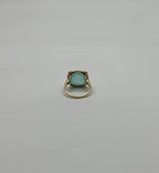 Light Green Cushion Shape Amazonite Diamond 14K Yellow Gold Cocktail Ring