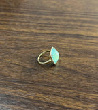 Light Green Cushion Shape Amazonite Diamond 14K Yellow Gold Cocktail Ring