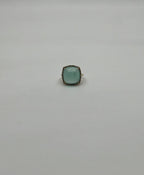 Light Green Cushion Shape Amazonite Diamond 14K Yellow Gold Cocktail Ring