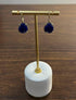 Dark Blue Azurite Bezel Set Diamond Halo 14K Gold Statement Earrings