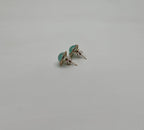 Round Shape Cabochon Green Aquamarine 14K Yellow Gold Diamond Halo Stud Earrings