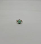 Round Shape Cabochon Green Aquamarine 14K Yellow Gold Diamond Halo Cocktail Ring