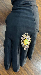 Yellow White Opal Peach Morganites White Diamonds 14K Rose Gold Statement Ring