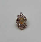 Yellow White Opal Peach Morganites White Diamonds 14K Rose Gold Statement Ring