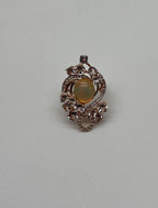 Yellow White Opal Peach Morganites White Diamonds 14K Rose Gold Statement Ring