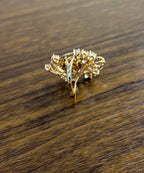 Yellow White Opal Peach Morganites White Diamonds 14K Rose Gold Statement Ring