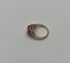 Cushion Light Peach Pink Morganite Orange Opals Diamonds 14KRose Gold Band Ring