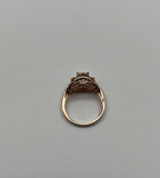 Cushion Light Peach Pink Morganite Orange Opals Diamonds 14KRose Gold Band Ring