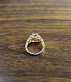 Cushion Light Peach Pink Morganite Orange Opals Diamonds 14KRose Gold Band Ring