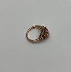 Cushion Light Peach Pink Morganite Orange Opals Diamonds 14KRose Gold Band Ring