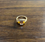 Cushion Light Peach Pink Morganite Orange Opals Diamonds 14KRose Gold Band Ring