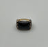 Rectangular Black Onyx Center White Diamonds 14K Gold Floral Cocktail Ring