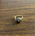 Sphere Diamond Cluster Champagne Color 14K Yellow Gold Statement Fashion Ring