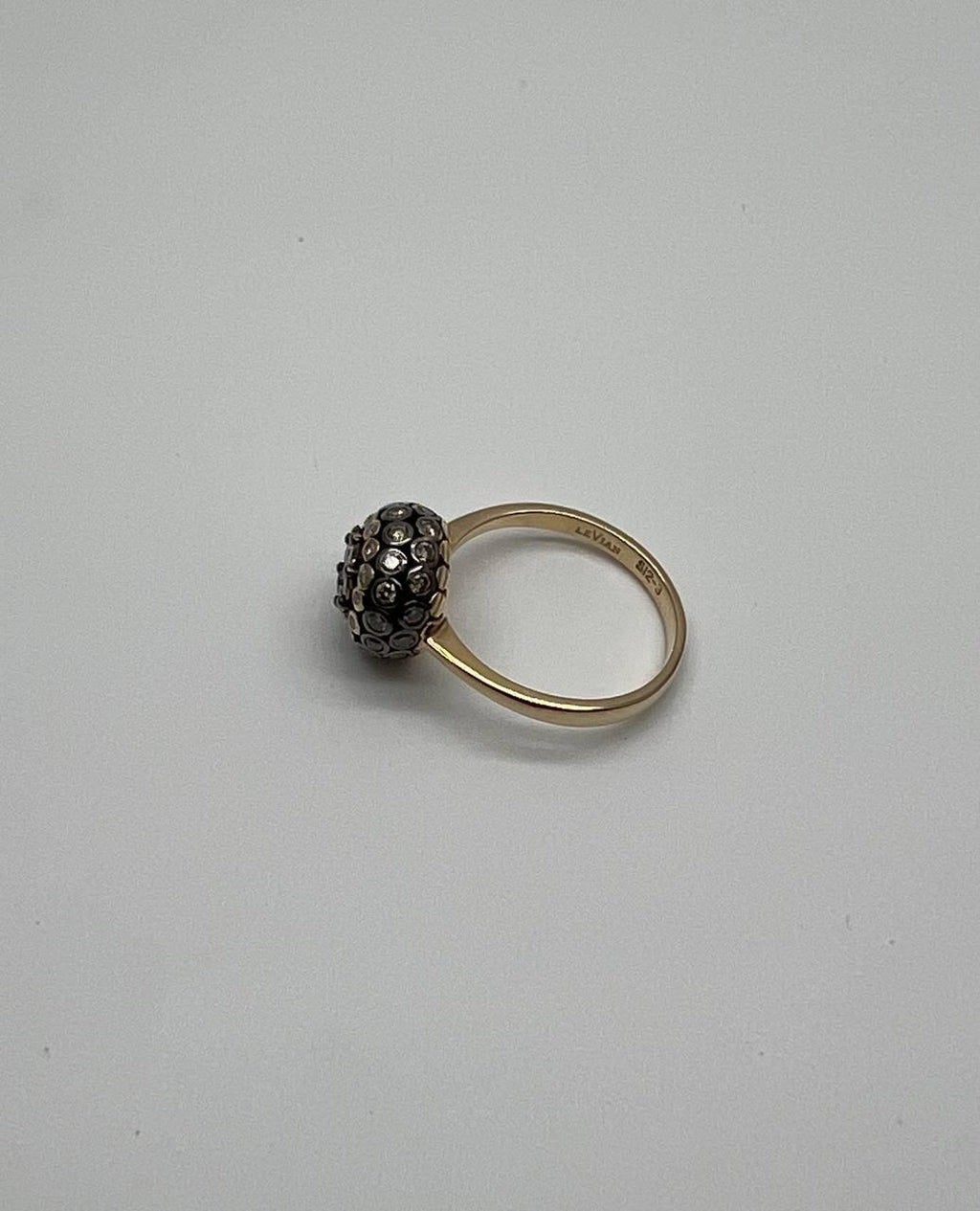 Sphere Diamond Cluster Champagne Color 14K Yellow Gold Statement Fashion Ring