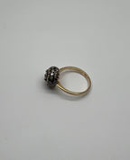 Sphere Diamond Cluster Champagne Color 14K Yellow Gold Statement Fashion Ring
