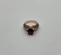 Dark Red Garnet Champagne White Pave Set 14K Rose Gold Statement Cocktail Ring