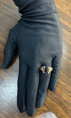 Dark Red Garnet Champagne White Pave Set 14K Rose Gold Statement Cocktail Ring