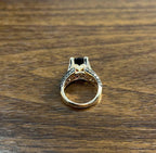 Dark Red Garnet Champagne White Pave Set 14K Rose Gold Statement Cocktail Ring