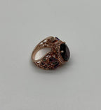 Large Oval Red Garnet Purple Amethyst Green Tsavorite Diamond 14K Rose Gold Ring