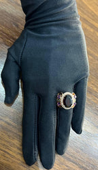 Large Oval Red Garnet Purple Amethyst Green Tsavorite Diamond 14K Rose Gold Ring