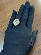 Oval Green Amethyst Prasiolite Halo White Diamonds Halo Gold Statement Ring