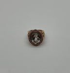 Oval Green Amethyst Prasiolite Halo White Diamonds Halo Gold Statement Ring