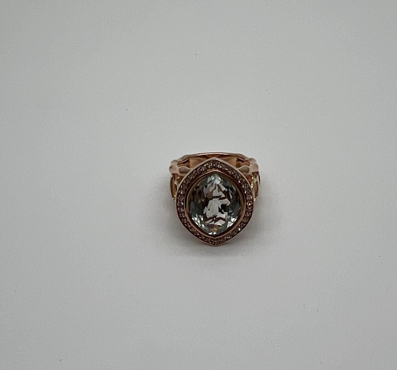 Oval Green Amethyst Prasiolite Halo White Diamonds Halo Gold Statement Ring