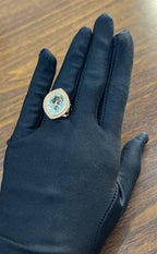 Oval Green Amethyst Prasiolite Halo White Diamonds Halo Gold Statement Ring