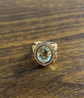 Oval Green Amethyst Prasiolite Halo White Diamonds Halo Gold Statement Ring